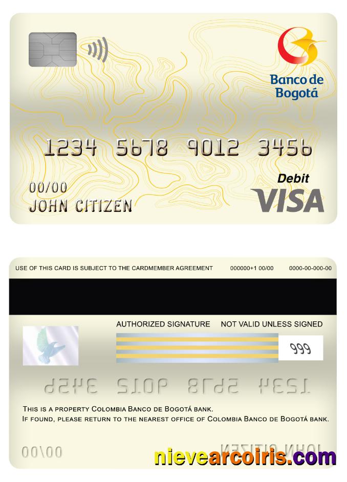 Colombia Banco de Bogotá bank visa card